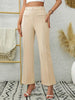 Women's Slim Fit Stretchy Flared Polyester Pants with Front Pocket Decoration for Spring in Style