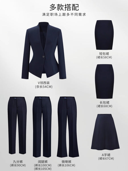 Women's Slim Fit Long Sleeve Polyester Business Suit Jacket for Spring Fall Office Office Work in Elegant Style