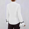 Women's Routine Fit Single Breasted Polyester Solid Color Shirt Collar Long Sleeve Ruffle Basic Blazer for Spring in White Black