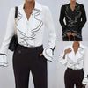 Women's Routine Fit Single Breasted Polyester Solid Color Shirt Collar Long Sleeve Ruffle Basic Blazer for Spring in White Black