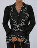 Women's Routine Fit Single Breasted Polyester Solid Color Shirt Collar Long Sleeve Ruffle Basic Blazer for Spring in White Black