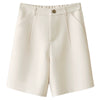 Women's Lightweight Polyester Zipper Casual Wide Leg Straight Leg Shorts for Summer Office in Black Apricot