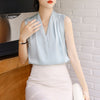 Women's Slim Fit Satin Solid Color V-Neck Long Sleeve Pullover Blazer with Button for Work Office in White