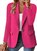 Women's Single-Button Blazer, Lapel Collar, Long Sleeves and Hip-Length Cut