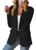 Women's Single-Button Blazer, Lapel Collar, Long Sleeves and Hip-Length Cut
