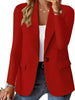 Women's Single-Button Blazer, Lapel Collar, Long Sleeves and Hip-Length Cut