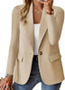 Women's Single-Button Blazer, Lapel Collar, Long Sleeves and Hip-Length Cut