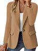 Women's Single-Button Blazer, Lapel Collar, Long Sleeves and Hip-Length Cut
