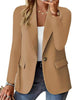 Women's Single-Button Blazer, Lapel Collar, Long Sleeves and Hip-Length Cut