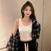 Women's A-shaped Cotton Solid Color Casual Office Style Vest Lightweight Sleeveless for Summer in Black White