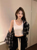 Women's A-shaped Cotton Solid Color Casual Office Style Vest Lightweight Sleeveless for Summer in Black White