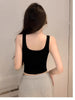 Women's A-shaped Cotton Solid Color Casual Office Style Vest Lightweight Sleeveless for Summer in Black White