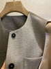 Women's Routine Fit Polyester Solid Color Round Neck Single Breasted Vest with Pocket Cardigan Style for Spring Commute in Gray