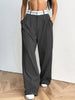 Women's Woven Fabric Contrast Color Loose Wide Leg Suit Pants for Autumn in Casual Comfort
