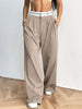 Women's Woven Fabric Contrast Color Loose Wide Leg Suit Pants for Autumn in Casual Comfort