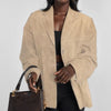 Women's Routine Fit Autumn Polyester Solid Color Lapel Single Breasted Long Sleeve Blazer with Buttons for Office in Brown Black Apricot