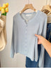 Women's Routine Fit Wool Blend Solid Color V-Neck Long Sleeve Button Cardigan for Spring Fall in White Black Pink Apricot
