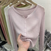 Women's Routine Fit Wool Blend Solid Color V-Neck Long Sleeve Button Cardigan for Spring Fall in White Black Pink Apricot