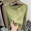 Women's Routine Fit Wool Blend Solid Color V-Neck Long Sleeve Button Cardigan for Spring Fall in White Black Pink Apricot