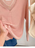 Women's Routine Fit Wool Blend Solid Color V-Neck Long Sleeve Button Cardigan for Spring Fall in White Black Pink Apricot
