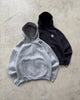Women's Loose Fit Hooded Long Sleeve Zipper Viscose Letter Print Casual Cardigan for Spring Streetwear in Grey Black