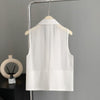 Women's A-Shaped Sleeveless Sheep Wool Solid Color Suit Collar One Button Vest for Spring Summer Wear in Black White