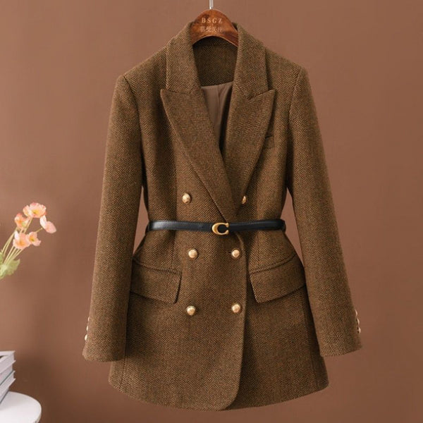 Women's Chinese Style Polo Collar Nine Quarter Sleeve Regenerated Cellulose Fiber Jacket for Spring in Solid Color