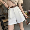 Women's Simple Ice Silk Slim Fit High Waist A-Line Casual Shorts for Spring Summer Sophisticated Style in Khaki Black White