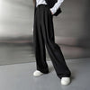 Women's Casual Polyester Solid Color Straight Leg Loose Fit Wide Leg Suit Pants for Spring Fall in Black Grey