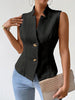 Women's Sleeveless Suit Vest, Jacquard Texture, Button Front, Polyester