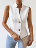 Women's Sleeveless Suit Vest, Jacquard Texture, Button Front, Polyester