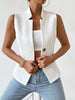 Women's Sleeveless Suit Vest, Jacquard Texture, Button Front, Polyester