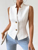 Women's Sleeveless Suit Vest, Jacquard Texture, Button Front, Polyester