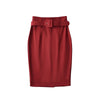 Women's Blend Solid Color Belted Sweet and Spicy Blazer for Spring in Burgundy Black