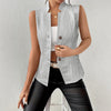 Women's Slim Fit Spring Polyester Solid Color V-Neck Sleeveless Three Button Single Breasted Cardigan Style Vest for Commute in White