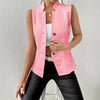 Women's Slim Fit Spring Polyester Solid Color V-Neck Sleeveless Three Button Single Breasted Cardigan Style Vest for Commute in White