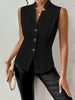 Women's Slim Fit Spring Polyester Solid Color V-Neck Sleeveless Three Button Single Breasted Cardigan Style Vest for Commute in White