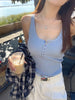 Women's Slim Fit Ice Silk Solid Color Off Shoulder Sling Style Summer Vest Top for Casual Layering in White Black Yellow Red