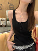Women's Slim Fit Ice Silk Solid Color Off Shoulder Sling Style Summer Vest Top for Casual Layering in White Black Yellow Red
