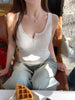 Women's Slim Fit Ice Silk Solid Color Off Shoulder Sling Style Summer Vest Top for Casual Layering in White Black Yellow Red