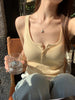 Women's Slim Fit Ice Silk Solid Color Off Shoulder Sling Style Summer Vest Top for Casual Layering in White Black Yellow Red