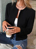 Women's Slim Fit Polyester Solid Color Suit Collar Long Sleeve Elegant Jacket for Spring Fall in Classic Style
