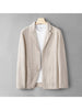 Women's Loose Fit Linen Blend Solid Color Notch Lapel Long Sleeve Single Button Blazer Jacket for Casual Leisure in Apricot Grey
