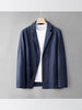 Women's Loose Fit Linen Blend Solid Color Notch Lapel Long Sleeve Single Button Blazer Jacket for Casual Leisure in Apricot Grey