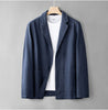 Women's Loose Fit Linen Blend Solid Color Notch Lapel Long Sleeve Single Button Blazer Jacket for Casual Leisure in Apricot Grey