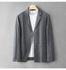 Women's Loose Fit Linen Blend Solid Color Notch Lapel Long Sleeve Single Button Blazer Jacket for Casual Leisure in Apricot Grey