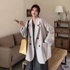 Women's Loose Fit Halter Neck Double Breasted Polyester Long Sleeve Casual Jacket for Urban Spring Style in Black