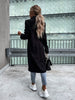 Women's Longline Coat, Lapel Collar, Long Sleeves and Straight Silhouette