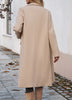 Women's Longline Coat, Lapel Collar, Long Sleeves and Straight Silhouette