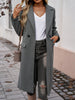 Women's Longline Coat, Lapel Collar, Long Sleeves and Straight Silhouette